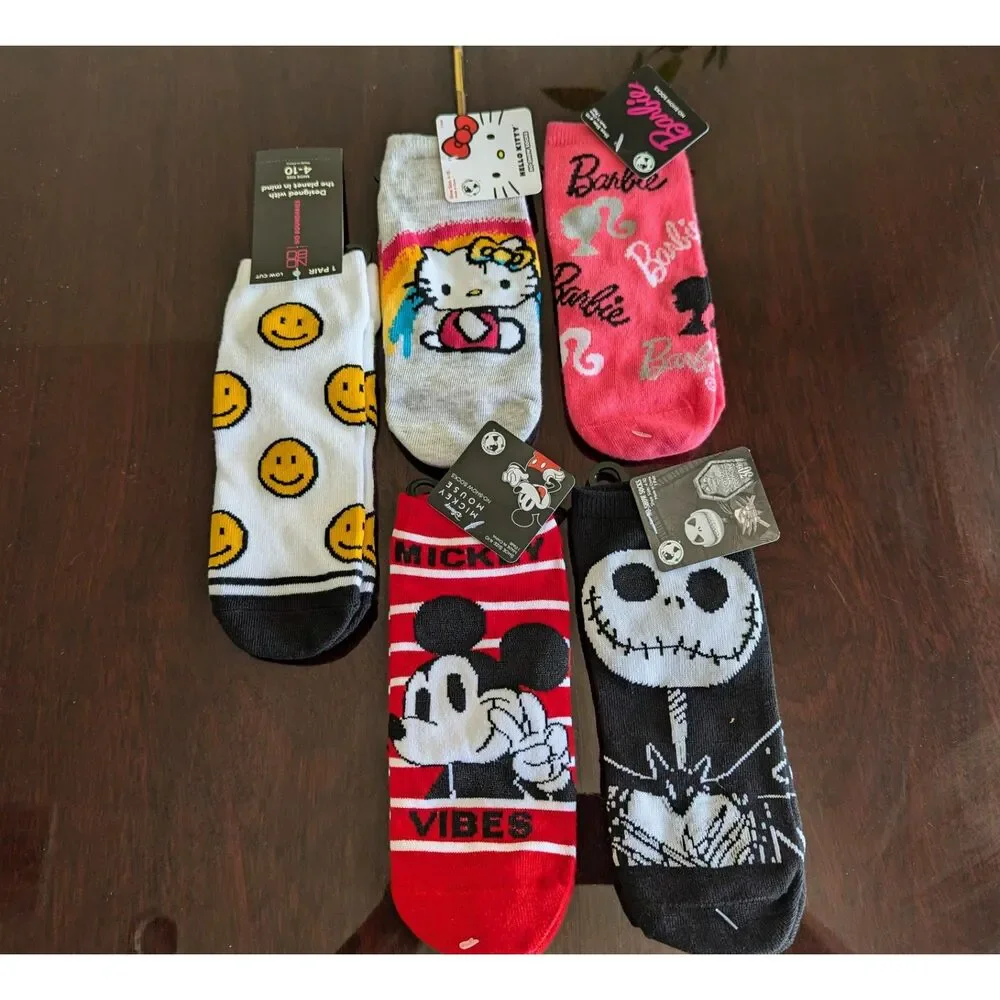 NWT Bundle of 5 Kids No-Show Socks Shoe Sz 4-10